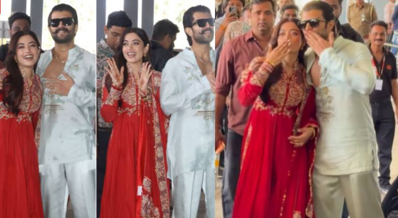 Rashmika Vijay airport look