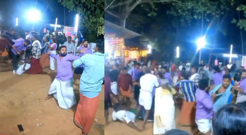 thrissur mob attack in temple