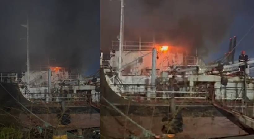 Fire Breaks Out on Ship at Vypin Yard in Kochi